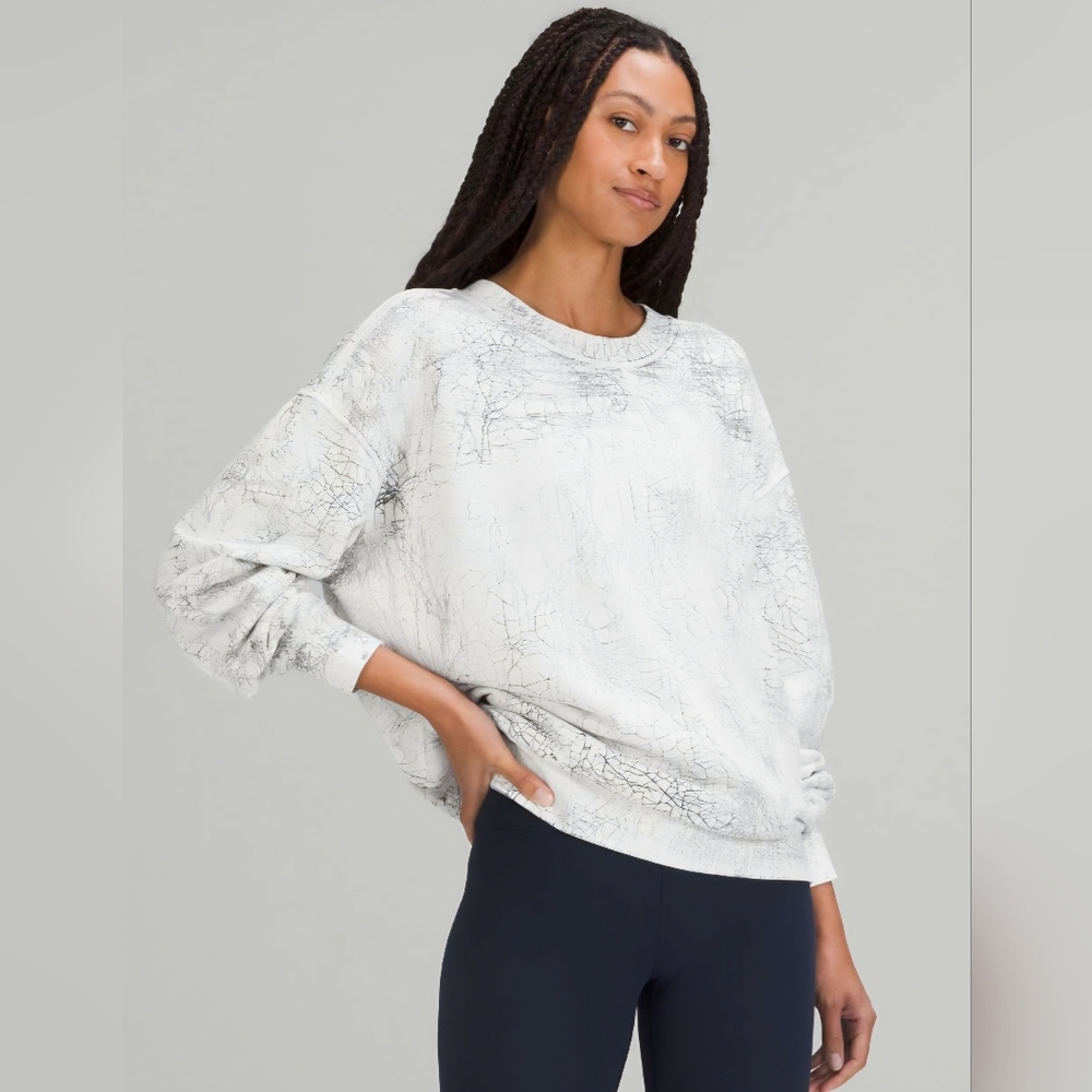 Lululemon Perfectly Oversized Crew Thread Dye White Black Size 10